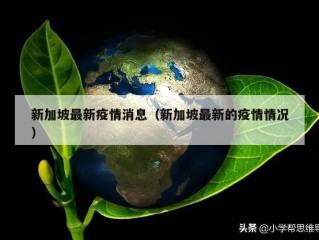 新加坡最新疫情消息（新加坡最新的疫情情况）